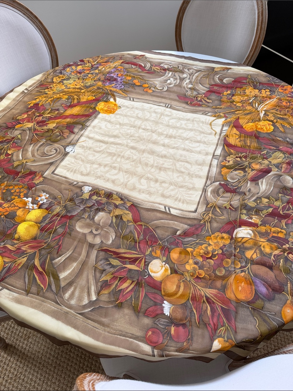 Vintage Mantero Collection VIII Harvest Chiffon Wrap 54”sq